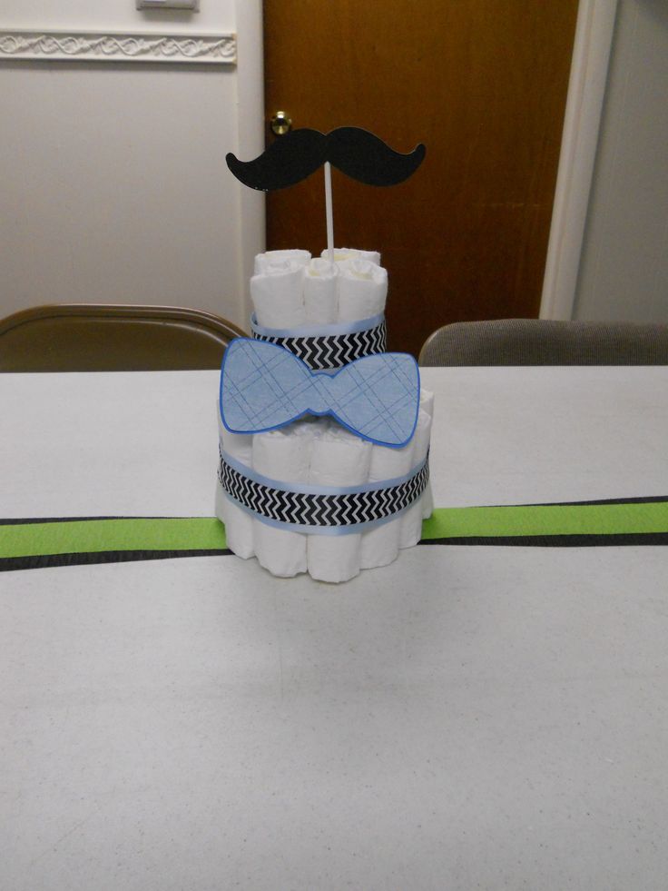 Mustache and Bow Tie Diaper Cake