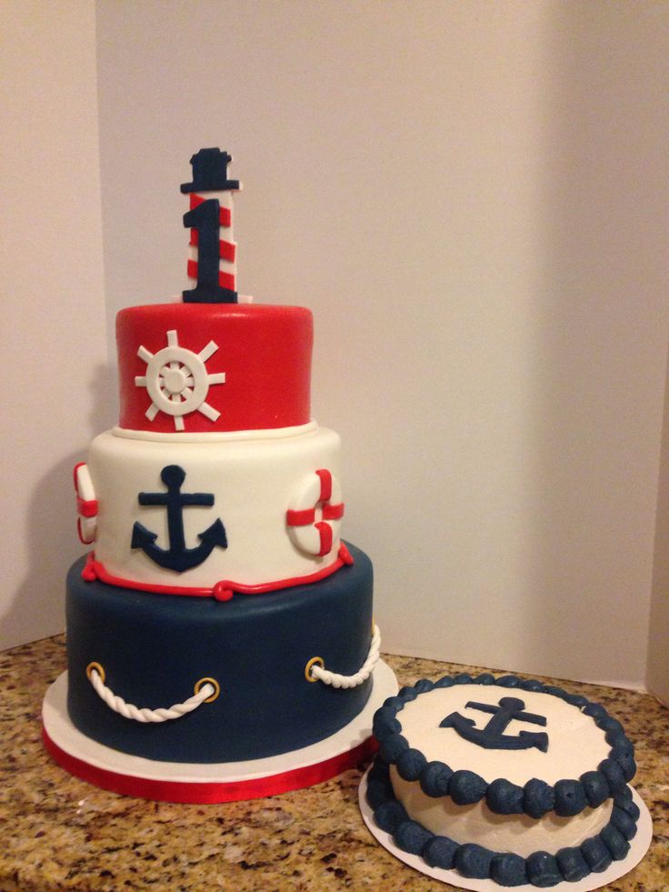 Nautical First Birthday Cake