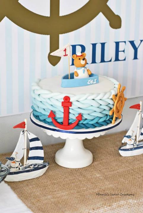 Nautical First Birthday Cake