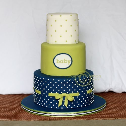 Navy and Lime Green Baby Shower Cake