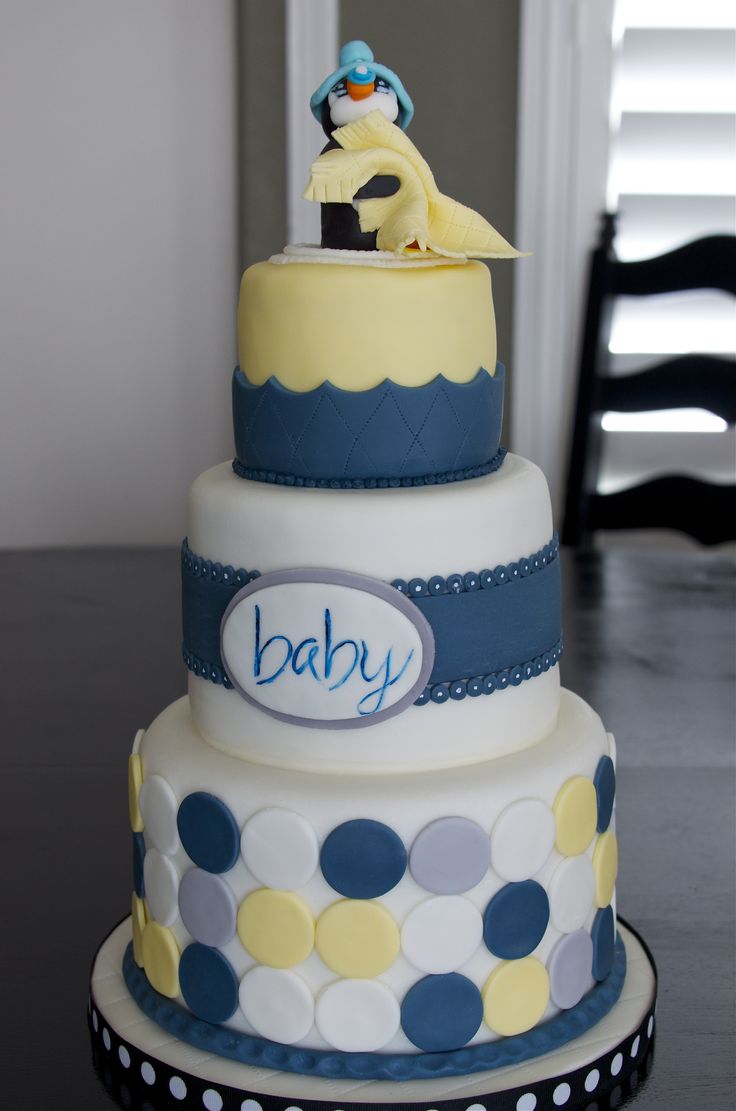 10 Photos of Navy Blue And Yellow Baby Shower Cakes