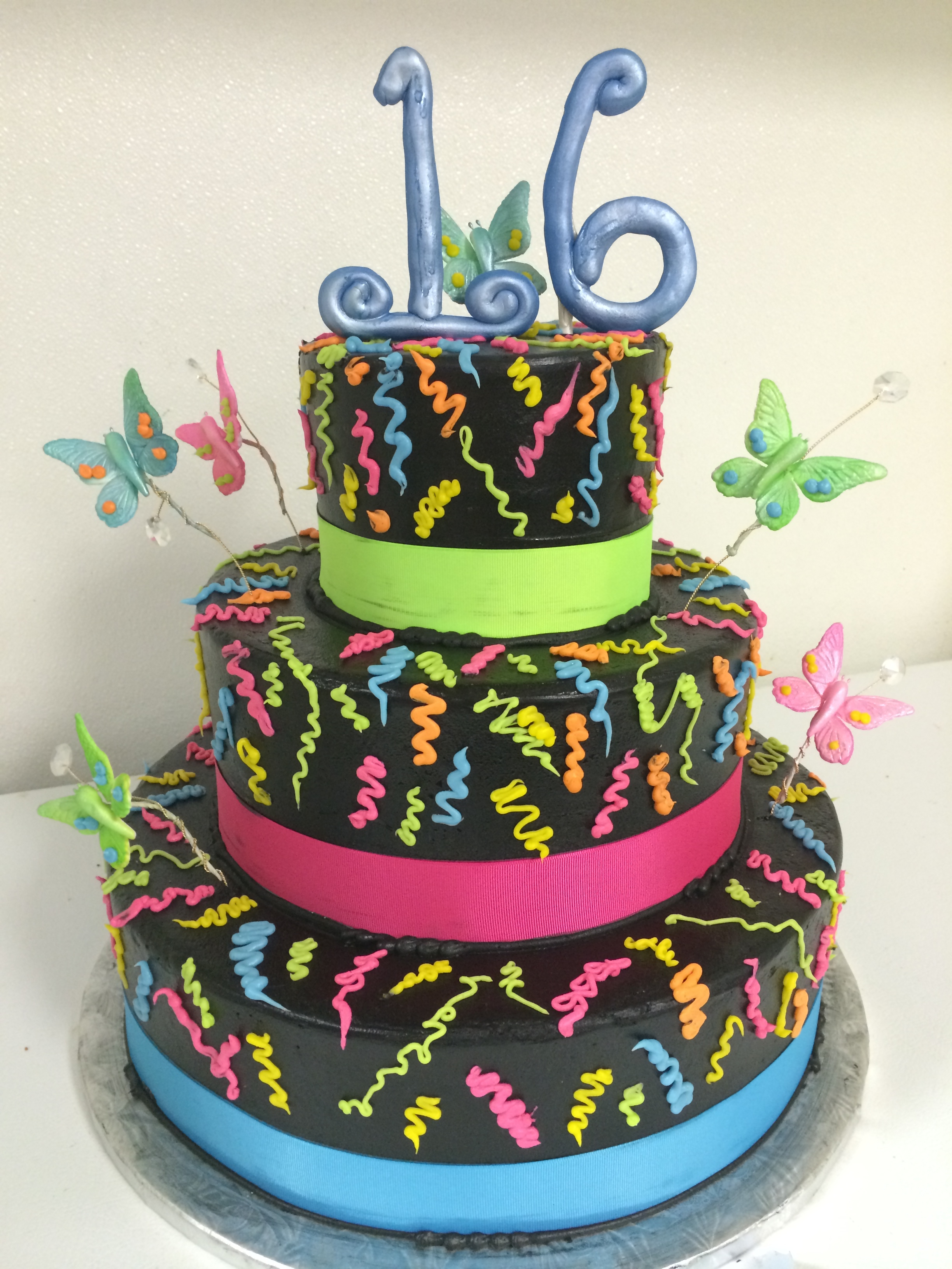 Neon Sweet 16 Birthday Cakes