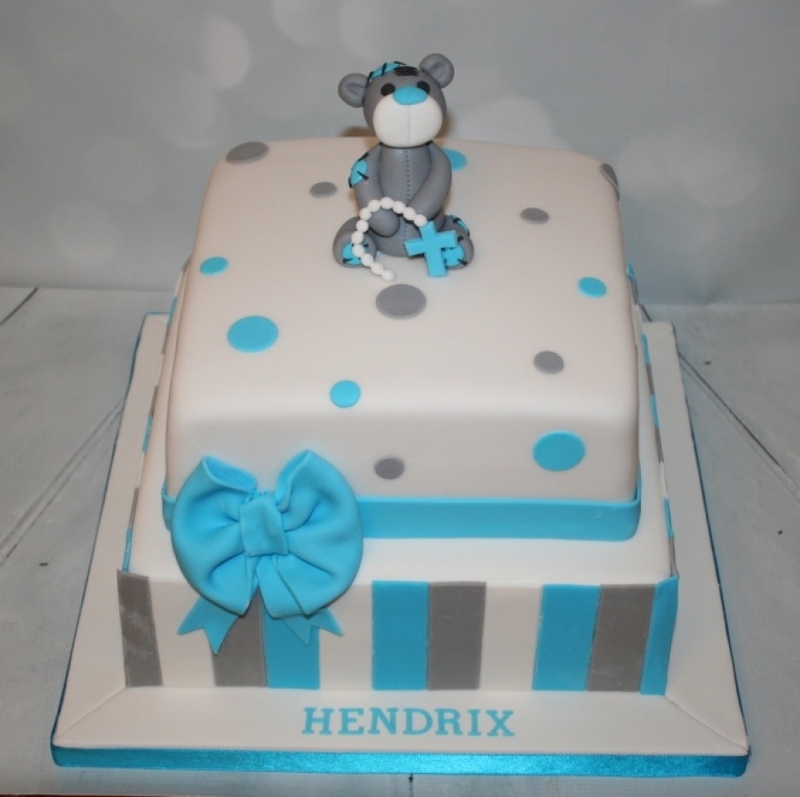 Photos of Blue and Grey Baby Shower Square Cakes