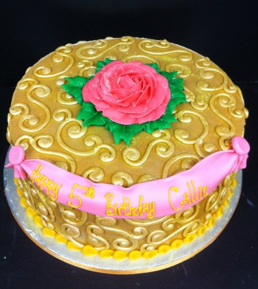 Pink and Gold Birthday Cake