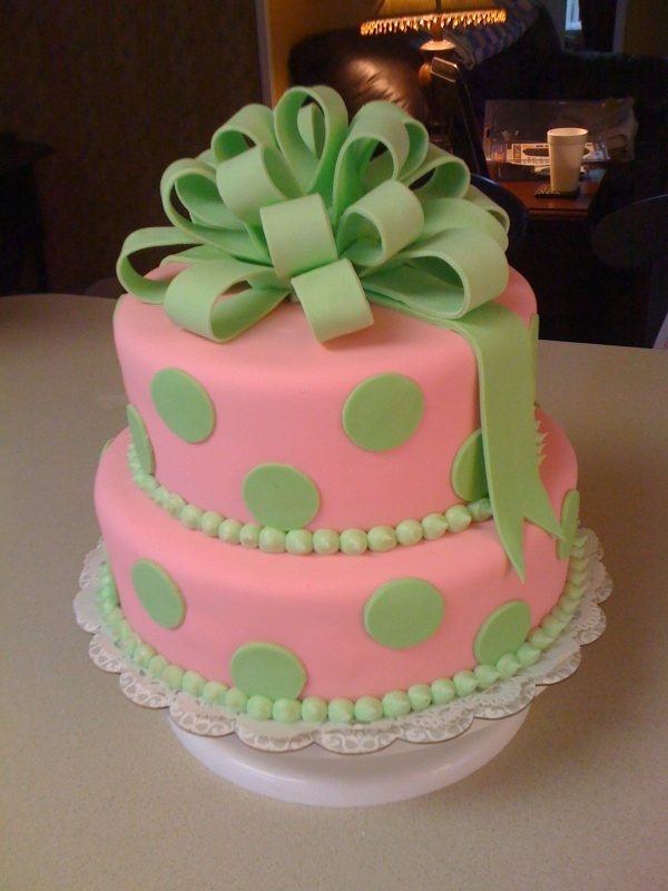 Pink and Green Baby Shower Cake