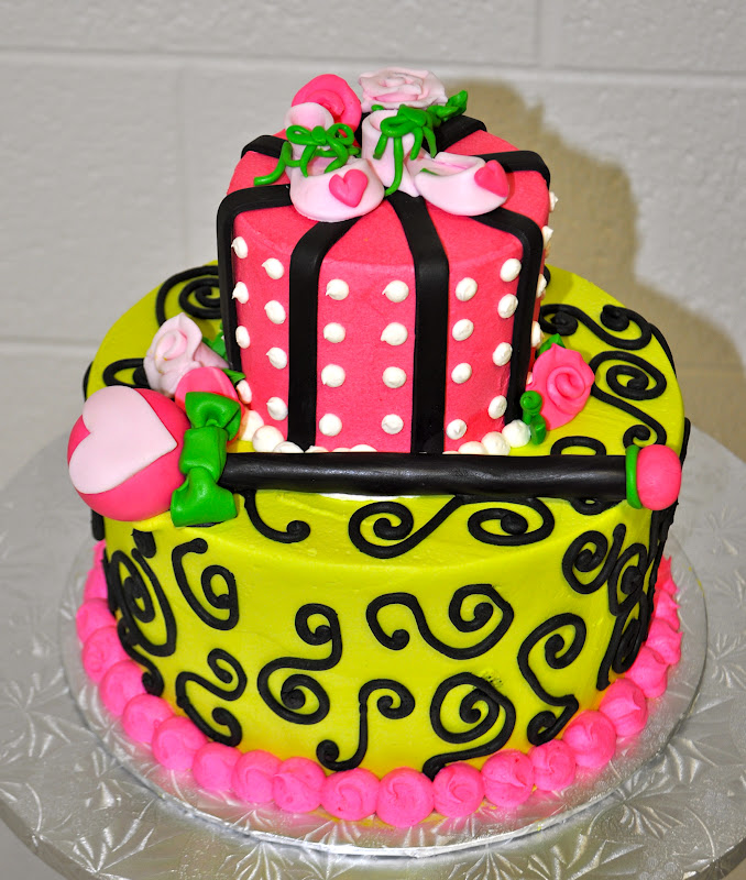 Pink and Green Baby Shower Cake