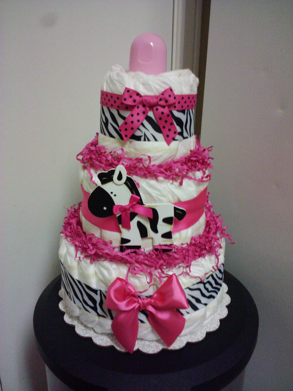 13 Photos of Diaper Cakes With Zebra And Pink