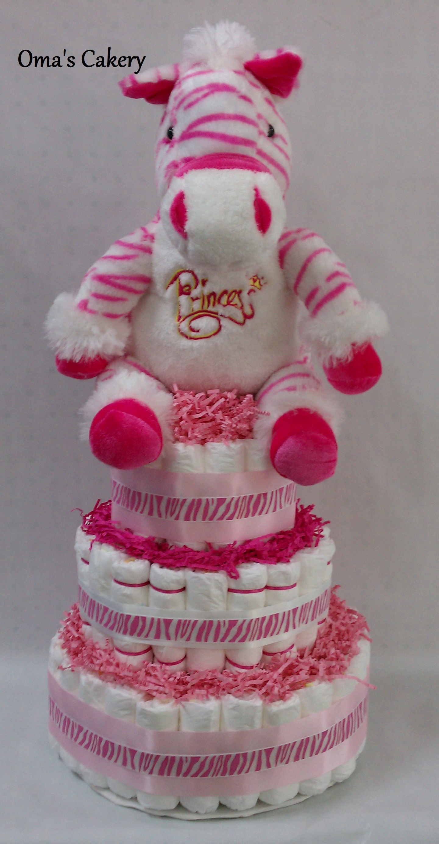 Pink Zebra Diaper Cake