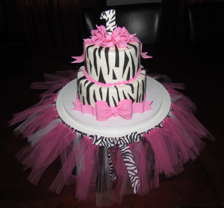 Pink Zebra Print Birthday Cake