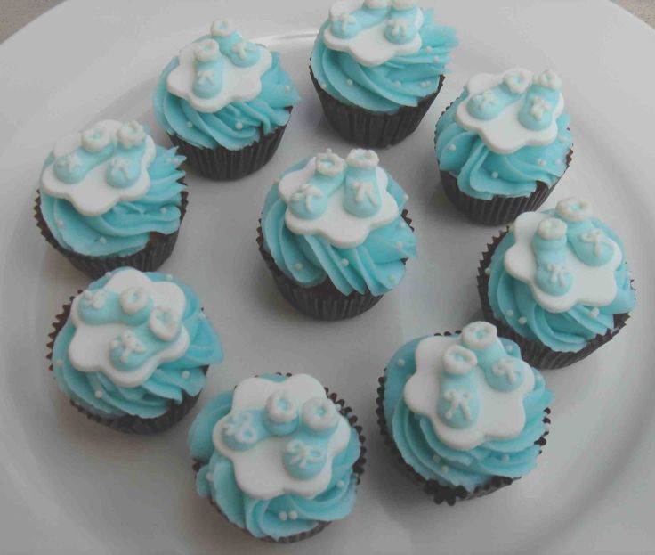 11 Photos of Baby Blue Baby Shower Cupcakes