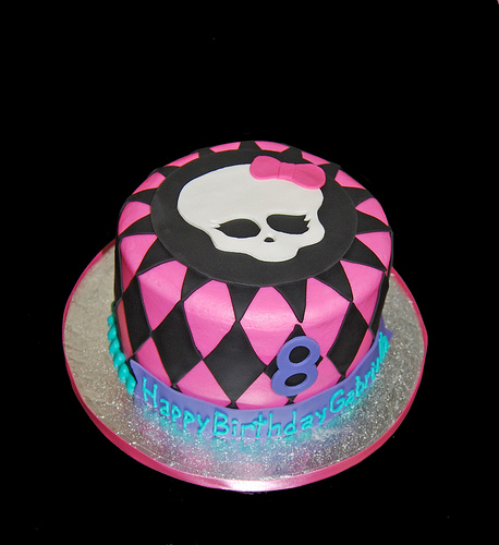 Purple and Black Skull Birthday Cake