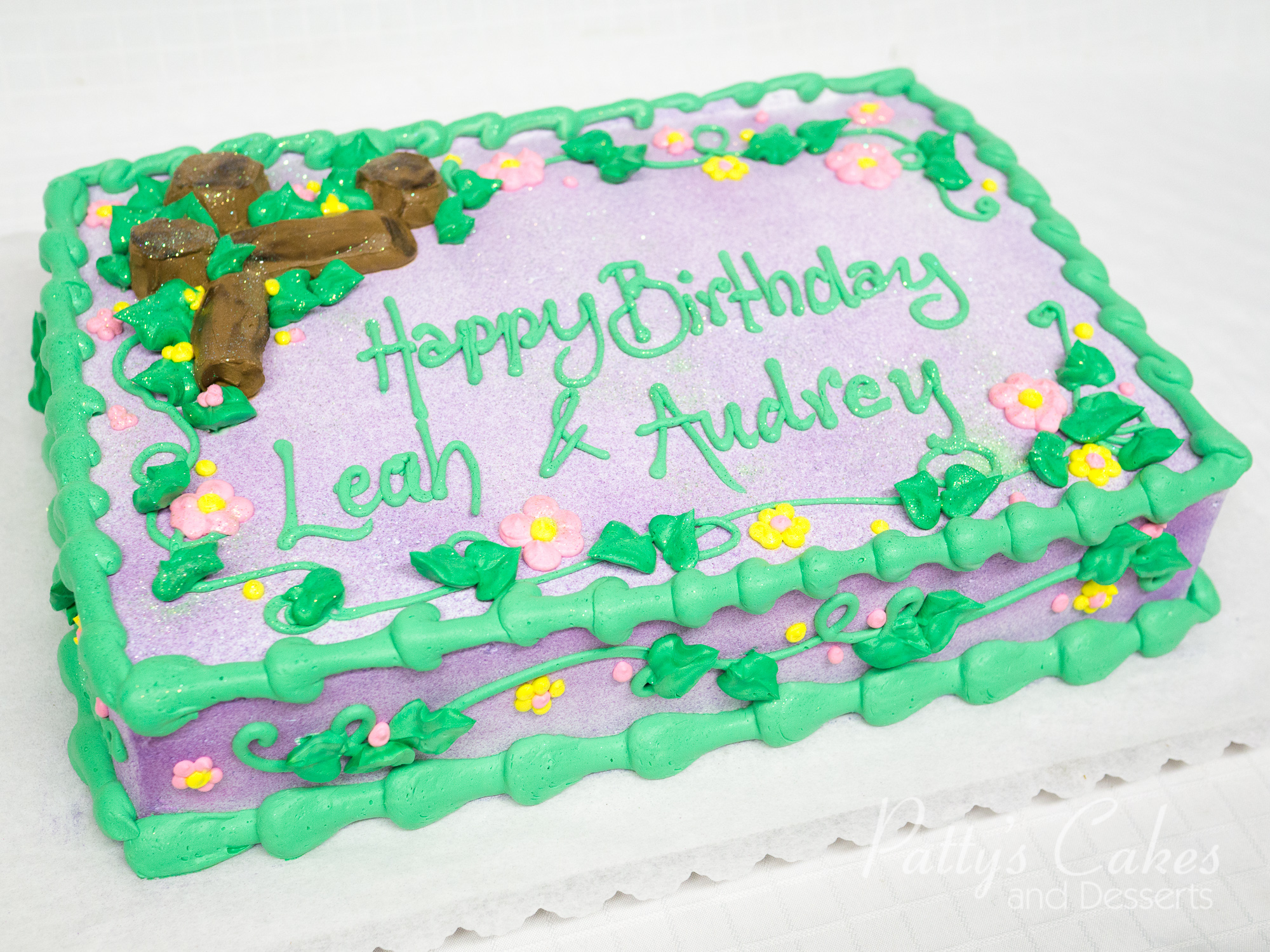 Purple and Green Birthday Cakes