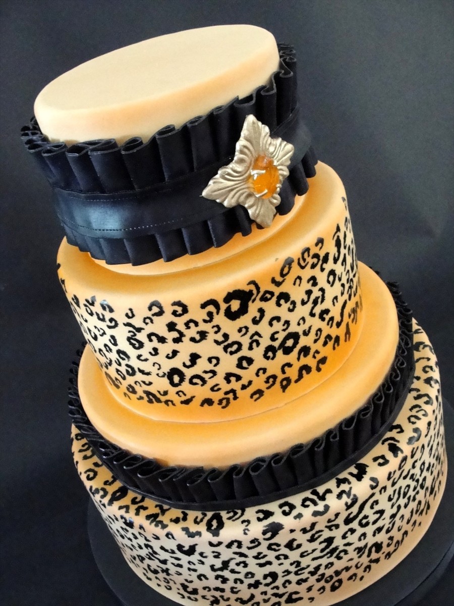 Red Leopard Print Wedding Cake