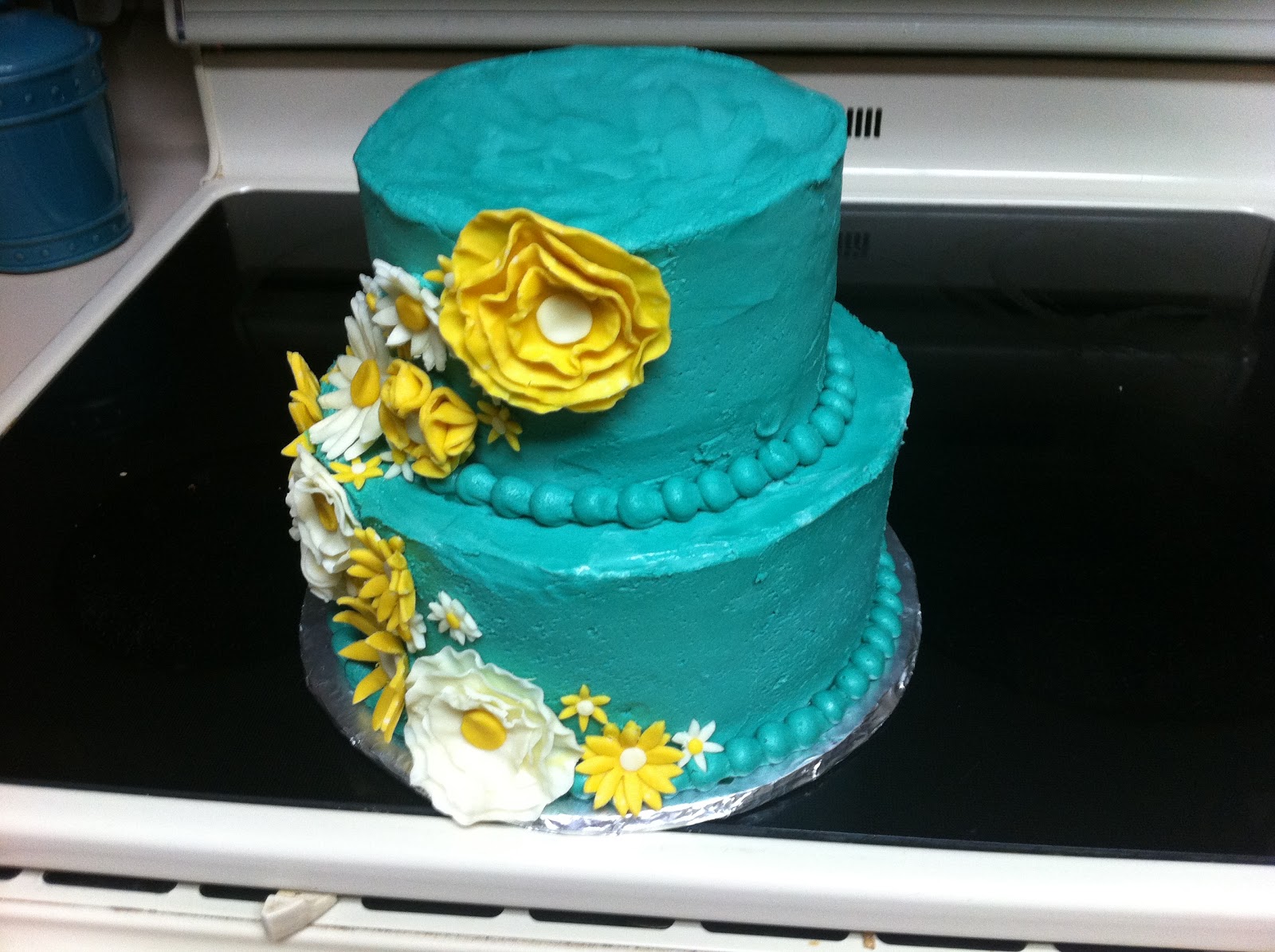 Teal and White 18th Birthday Cake