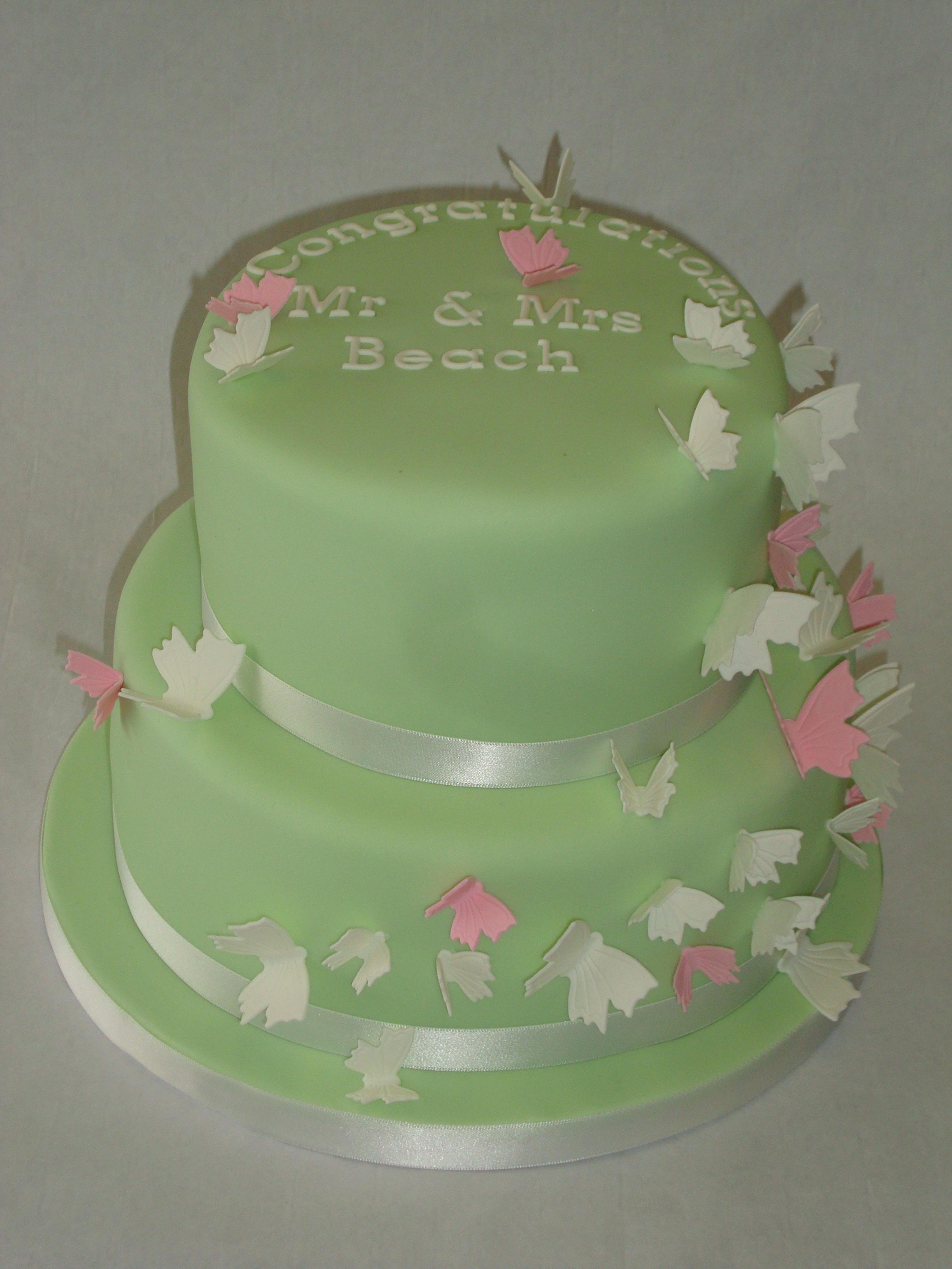 Two Tier Butterfly Wedding Cake