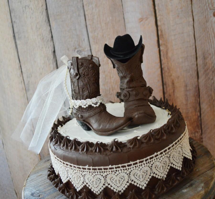 Western Cowboy Boots Wedding Cake Topper