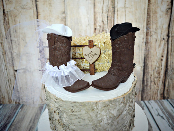 Western Cowboy Boots Wedding Cake Topper