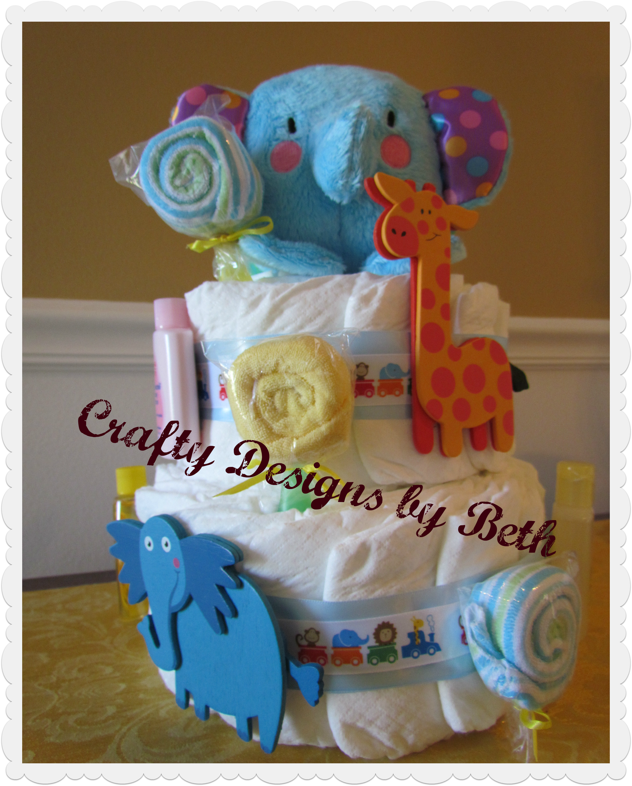 Zoo Animal Themed Diaper Cake