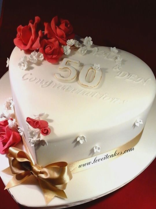 9 Photos of 50th Anniversary Cakes With Red Roses