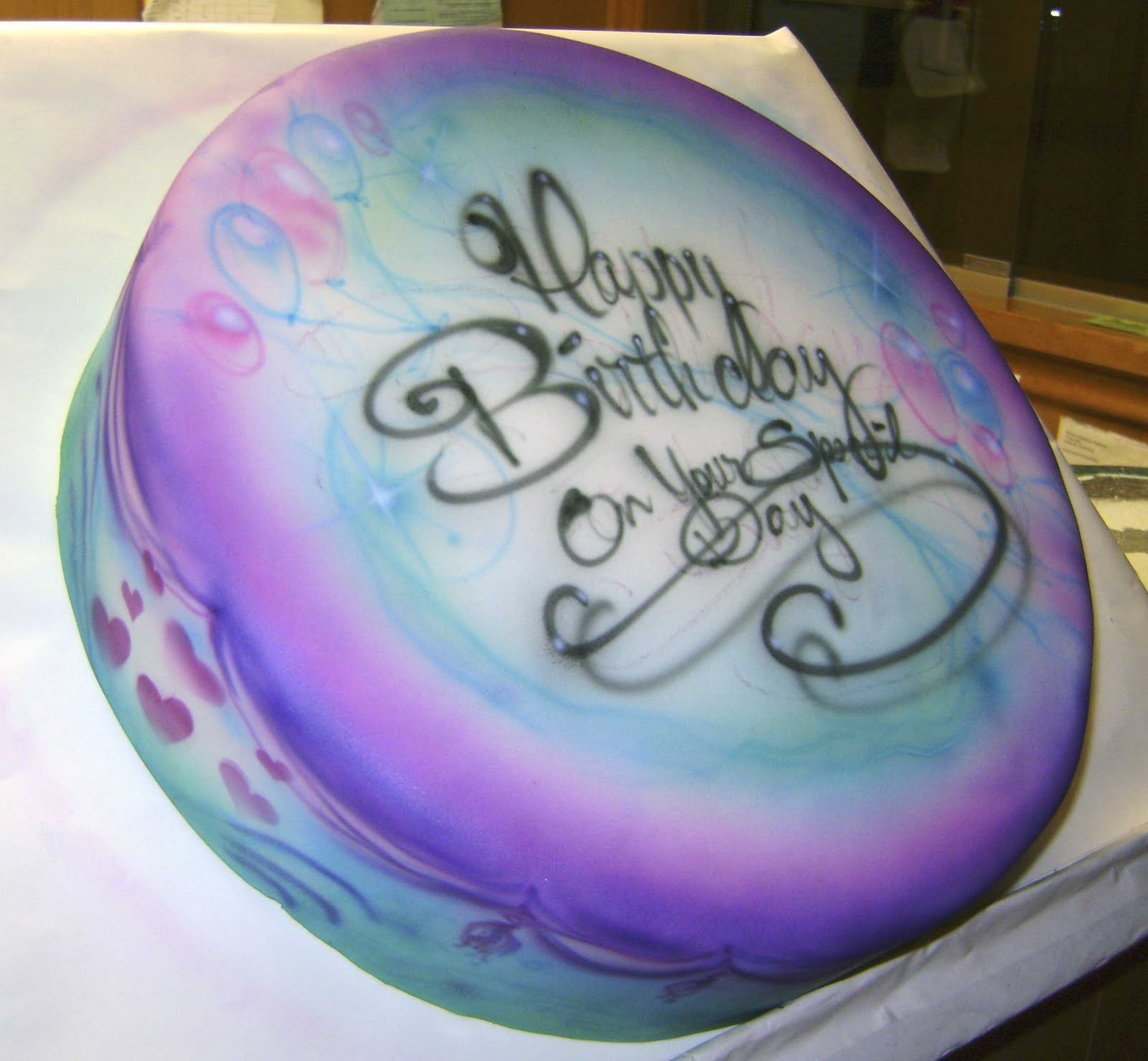 Air Brushed Birthday Cake