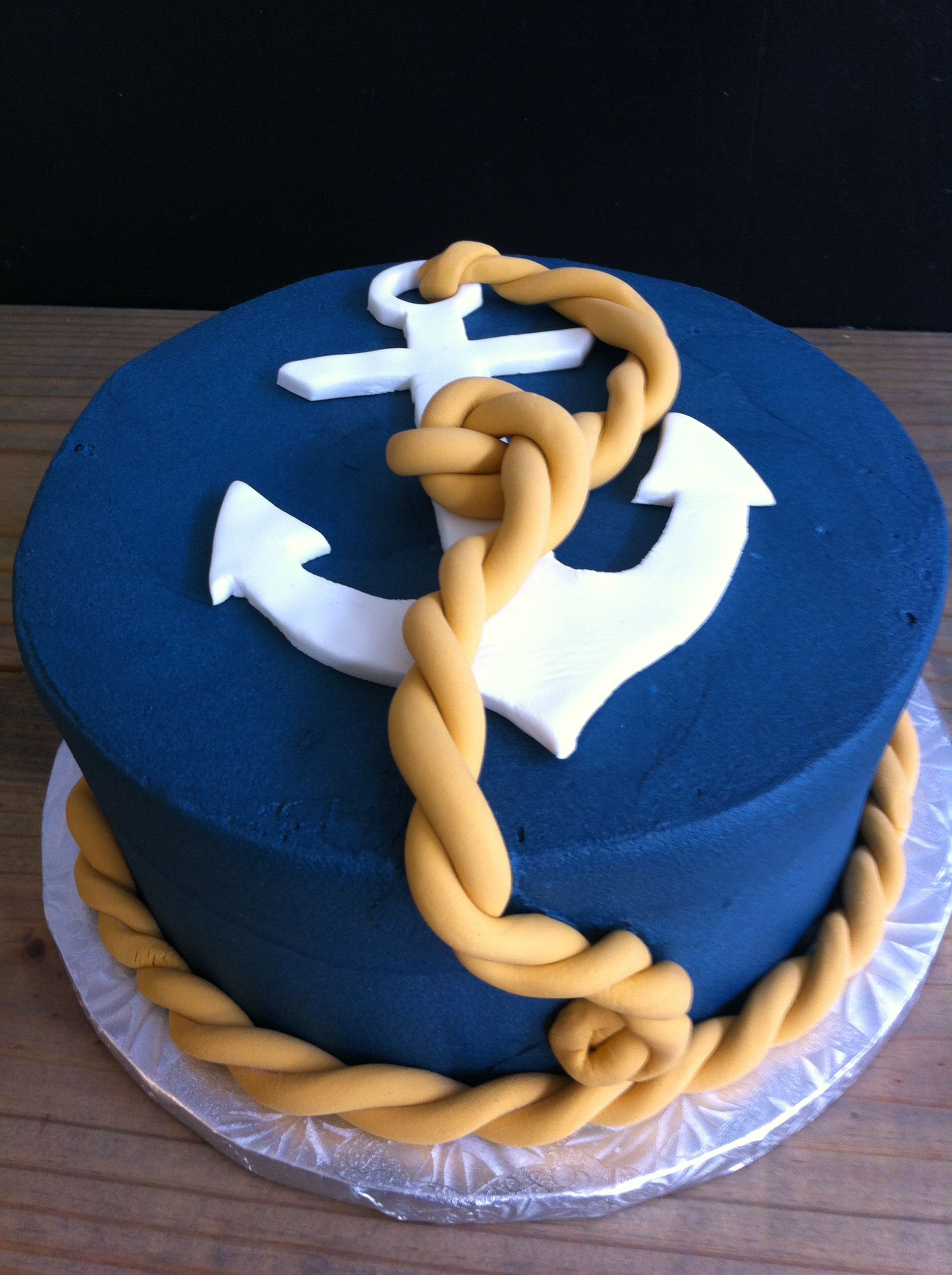 Anchor Nautical Baby Shower Cake