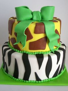 Animal Print Boy Baby Shower Cake