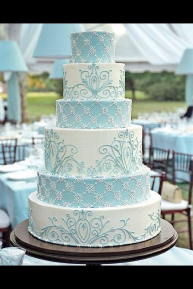 Baby Blue and White Wedding Cake