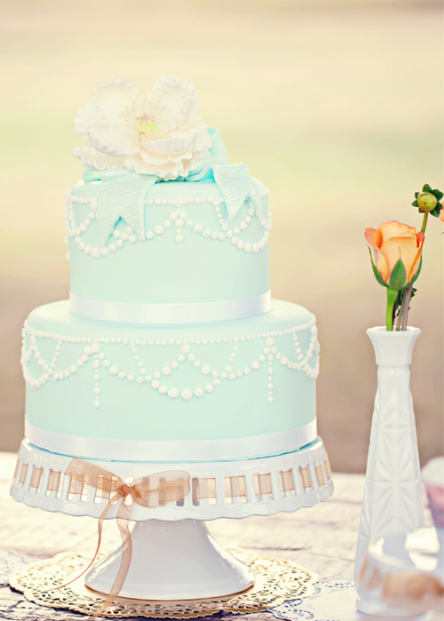 Baby Blue and White Wedding Cake