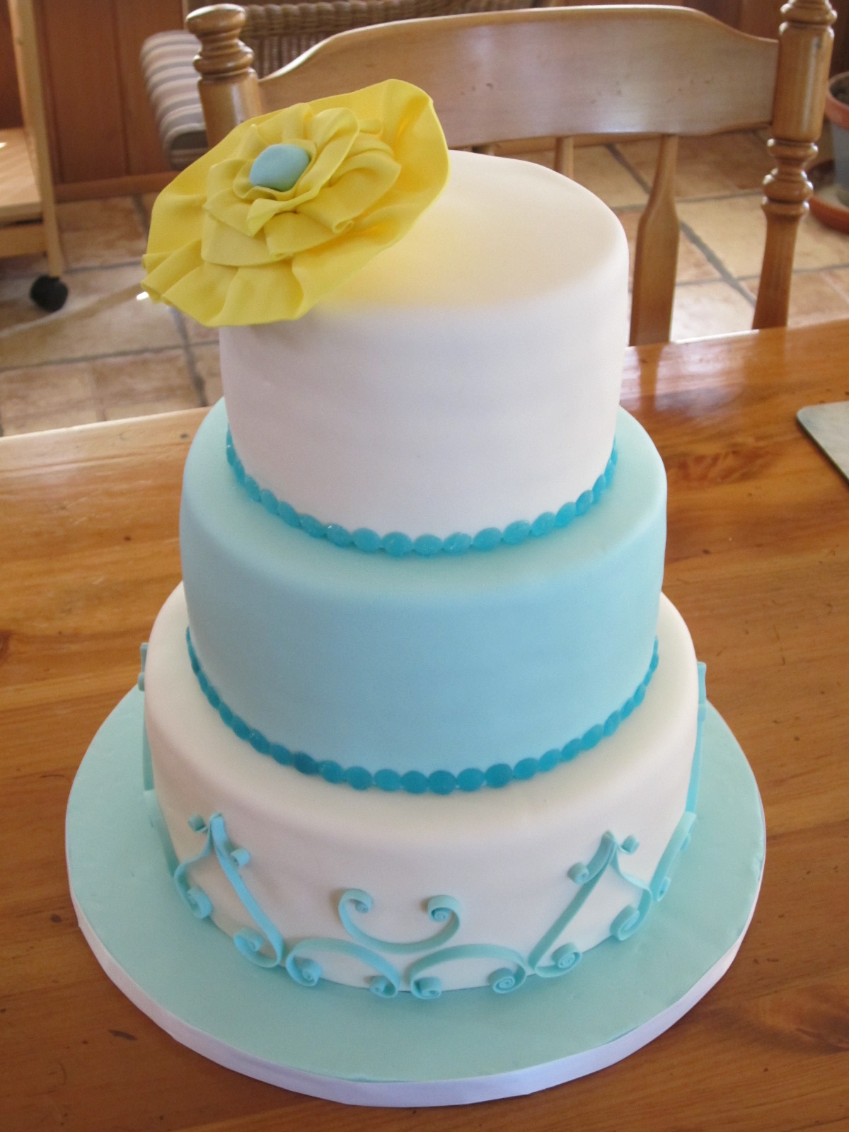 Baby Blue and Yellow Wedding Cake