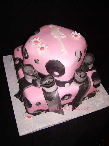 Baby Shower Cake Pink Black and White