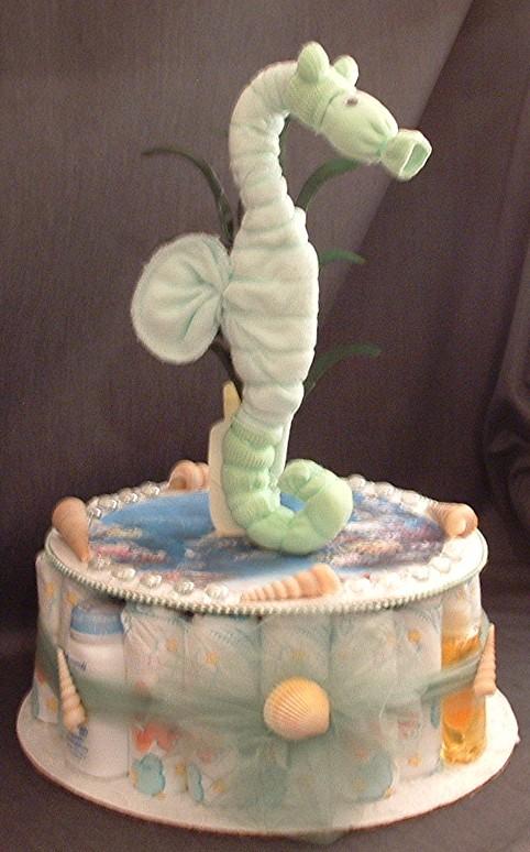 5 Photos of Seahorse Baby Shower Cake And Cupcakes