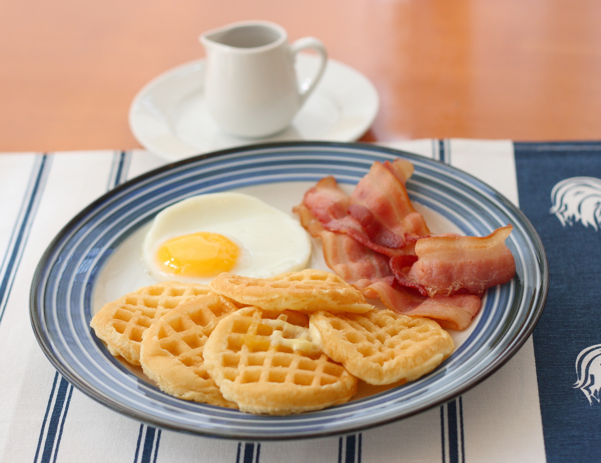 Bacon Eggs Pancakes and Waffles