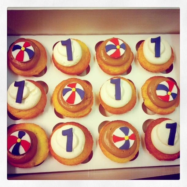 Beach Ball Birthday Cupcakes