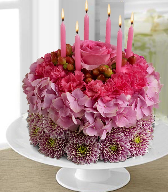 Birthday Cake Made of Fresh Flowers