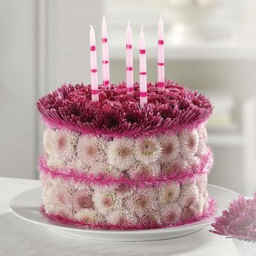 Birthday Cake with Pink Flowers