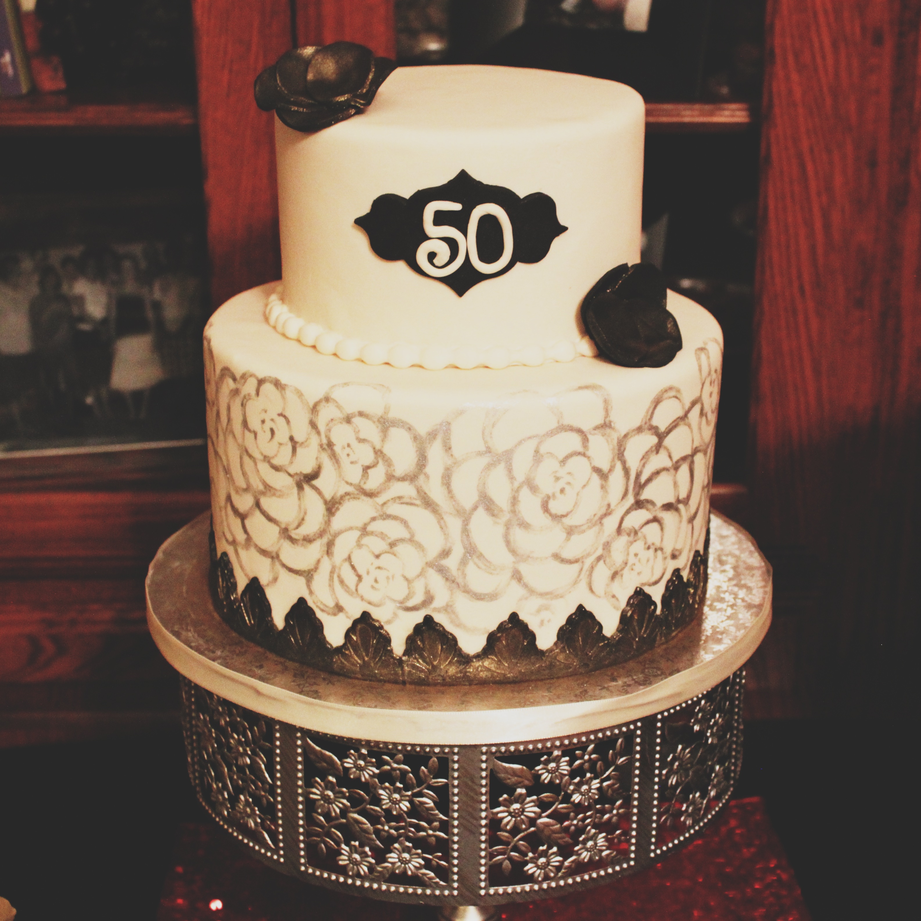 Black and Gold 50th Birthday Cake