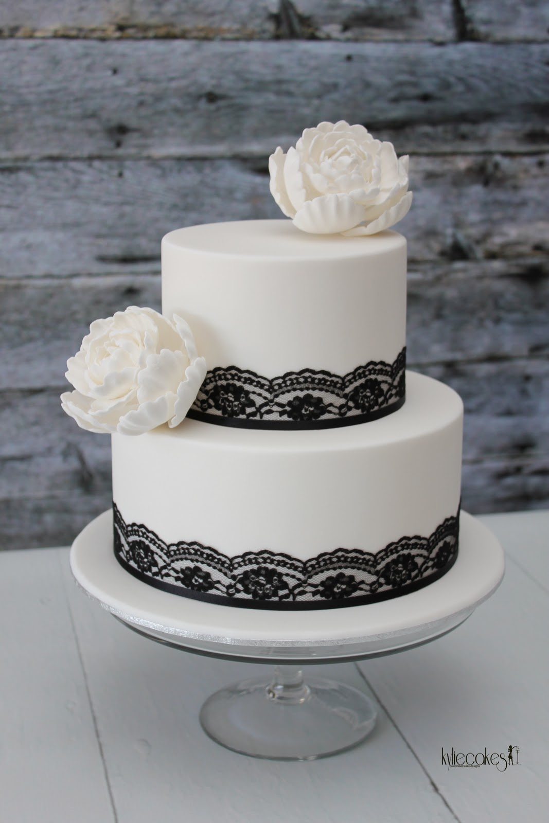 Black and White Lace Wedding Cake