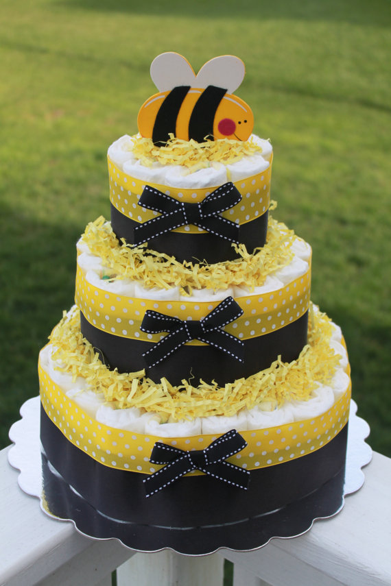 Black and Yellow Diaper Cake