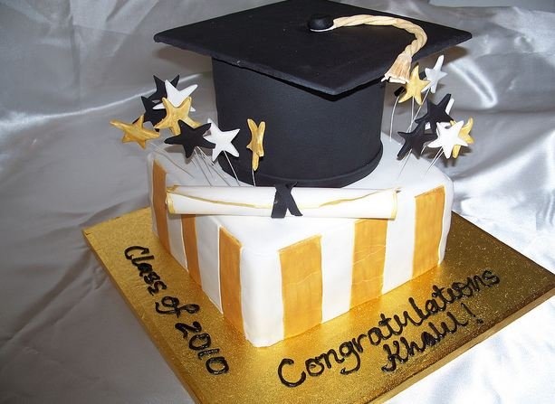 Black White and Gold Graduation Cake