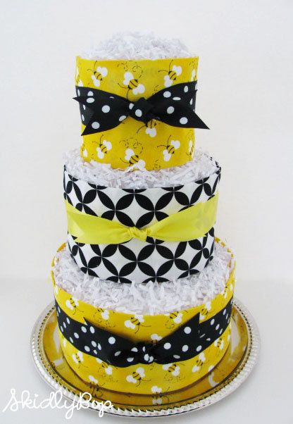 11 Photos of Black And Yellow Baby Shower Diaper Cakes