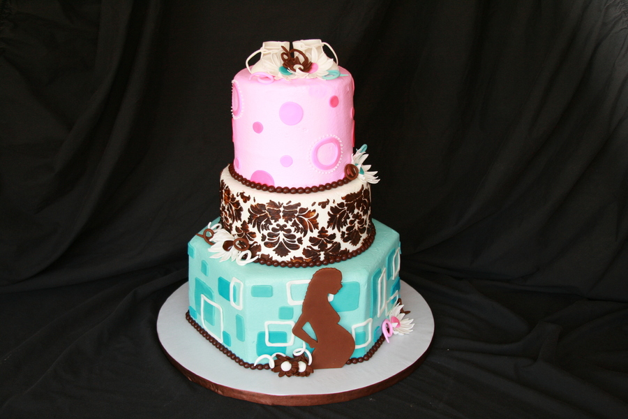 Blue and Pink Baby Shower Cake