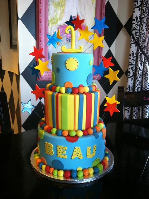 Bright Colored Birthday Cake