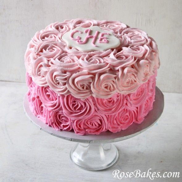 Buttercream Rose Ombre Birthday Cake