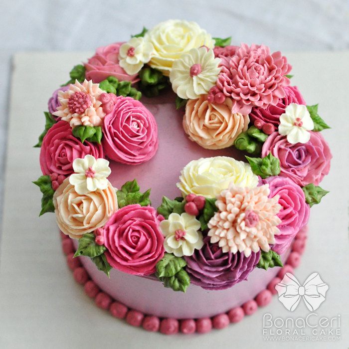 13 Photos of Buttercream Flower Cakes