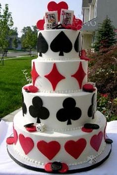 5 Photos of Card Players Groom's Cakes