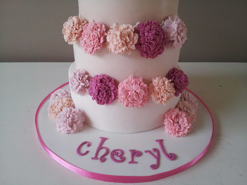 Carnation Flower Birthday Cake