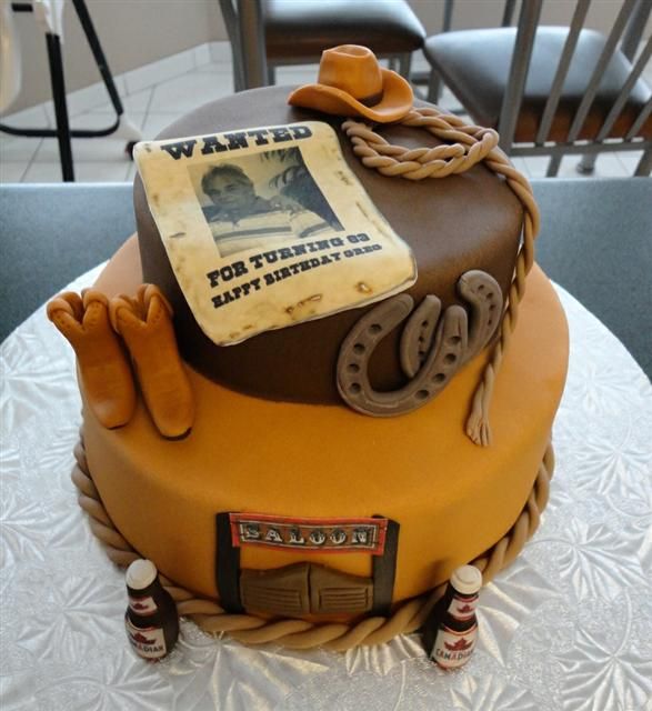 Cowboy Themed Birthday Cake