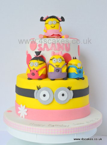 Girly Minion Birthday Cake