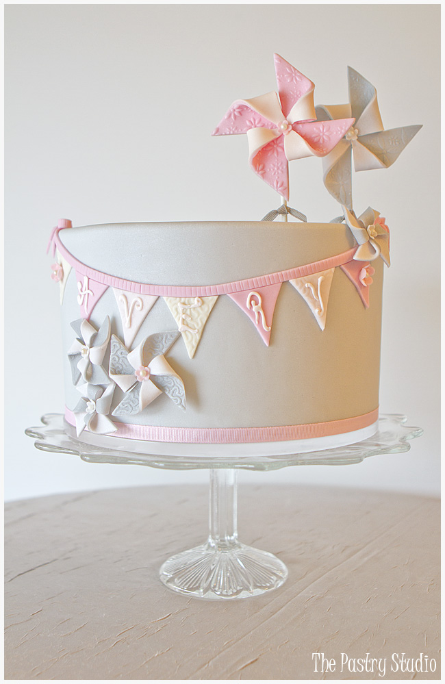 Gray and Pink Birthday Cake