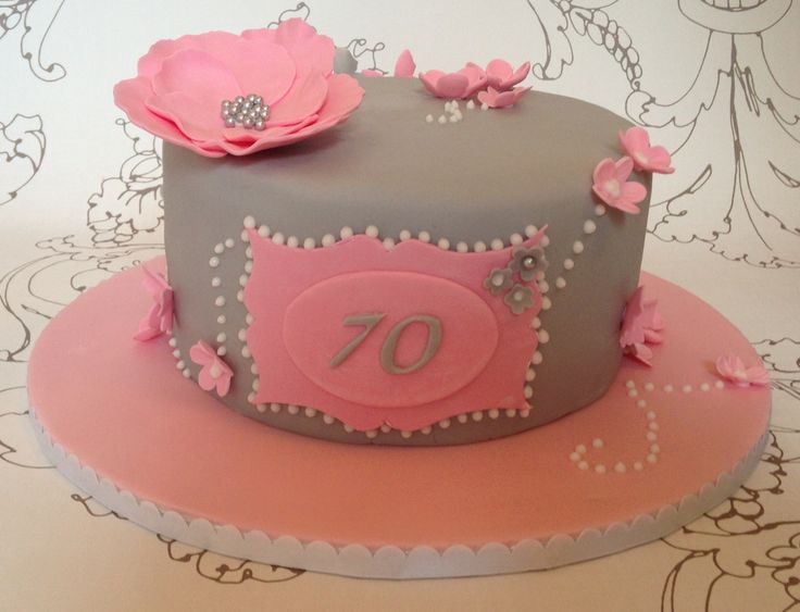 Grey and Pink Birthday Cake